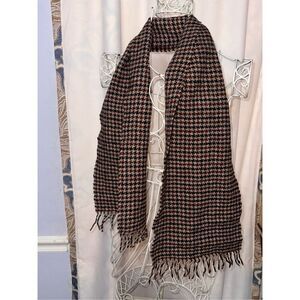 UNISEX Pure Wool Scarf/Traditional Checked Brown/Beige/ 100% lamb Wool, Wrap sha